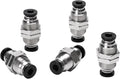 Bulkhead Union Push to Connect Tube Fitting 4mm Tube OD Double Threaded (5 Packs)
