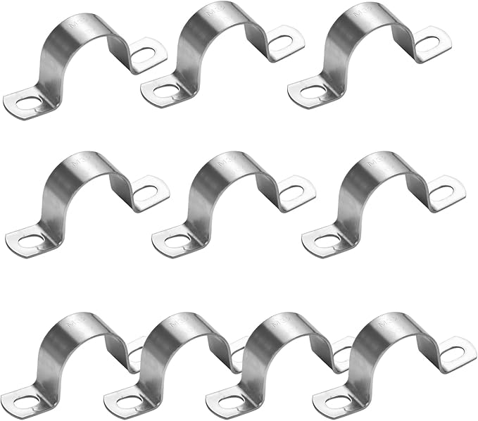 10 PCS 1-1/4 Inch Heavy Duty U-Tube Strap Clamp- 2 Hole,Stainless Steel-304 Rigid U-Bracket Pipe Strap Clamp Hanger Tube Tension Clips ID 32mm