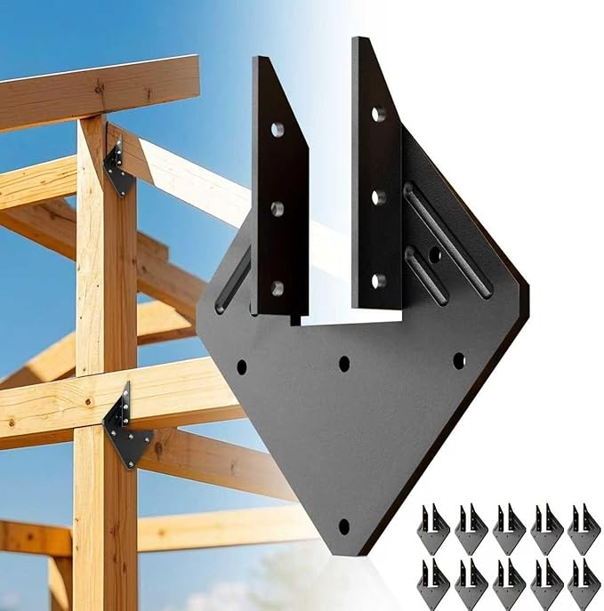 10 Pack Hurricane Ties, 18-Gauge Heavy Duty Joist Hangers, Galvanized Rafter Hurricane Clips, Rafter Brackets Fit 2X Truss to Rafter Connector, for Roofing Trusses Wood Timber Connectors