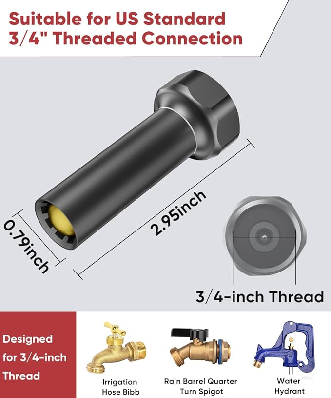 Outdoor Faucet Winter Freeze Protection Valve, Activates at Water Temperature Below 35.6°F/ 2°C, 3/4-Inch Thread Frost Proof Faucet Cover for for Garden, Lawn & Yard Spigot, Black, 1Pack