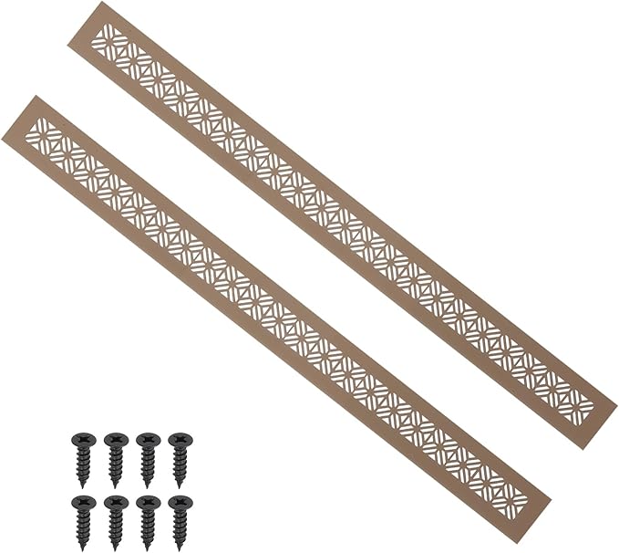 PATIKIL 24 x 2 Inch Door Air Vent Cover, 2 Pcs Heavy Duty Aluminum Grille Ventilation Cover Louvered with Mounting Screws for Cabinet Wardrobe Door, Brown