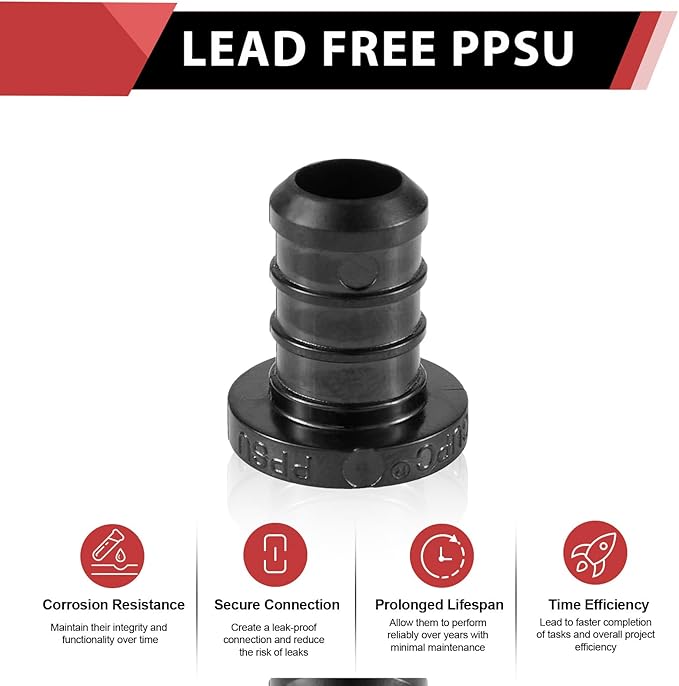 10-Pack EFIELD Pex Fittings Poly PPSU Barb Crimp 3/4-inch Plug (End Cap), ASTM F2159,(PPSU1807042-10PCS)