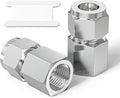 TAISHER 1PCS 304 Stainless Steel Compression Tube Pipe Fitting Connector, 1/2" Tube OD x 1/2" NPT Female Straight Adapter