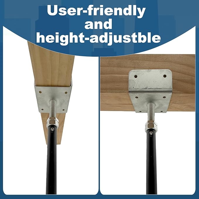 4 Pack U-Shaped Floor Jack for 4x2, 4x4, 4x6 Joists - Adjustable Steel Telepost with U-Head, Mini Screw Jack, Post Jack.11-15 Inch Adjustment Range