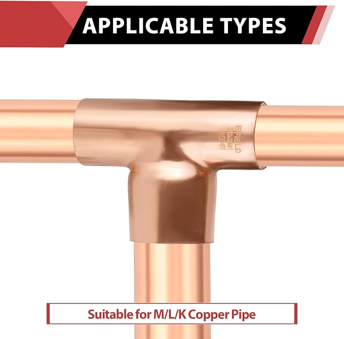 5-Pack EFIELD 3/4" X 3/4" X 1" C X C X C Copper Reducing Tee, LF Copper Plumbing Fittings with Sweat Solder Connection,(COPPER109)