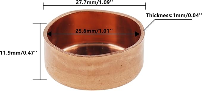 Copper Pipe Cap,TTZEZE Copper End Cap,Certified Safe Pressure Copper Cap Plug,Solid Sweat Solder Connection,Pure Copper Plumbing Cap for Plumbing HVAC Air Conditioner 25.4mm/1'' 10PCS