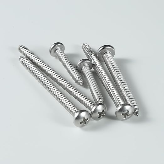 BNUOK#10 x 2 Inch Pan Head Wood Screws, Phillips Drive, Stainless Steel 304 (18-8), Self Tapping for Wood, Sheet Metal Screws, 50 Pack