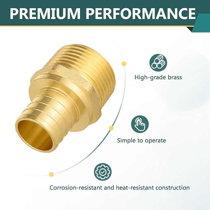 20-Pack PEX Fittings, 1" PEX x 1" Male Threaded NPT Adapter, ASTM F1807