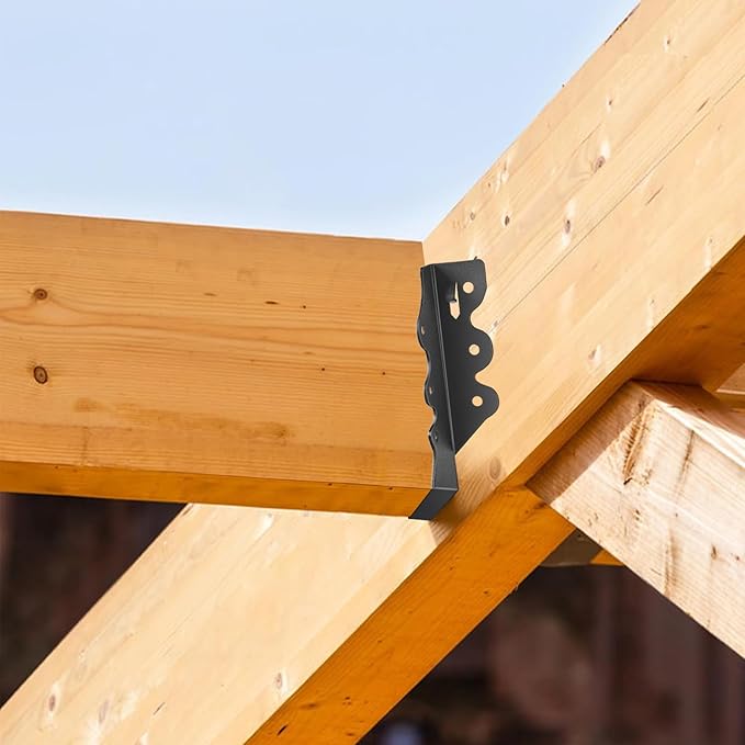 24 Pcs 2"x 6" Joist Hanger,Q235B Steel Face Mount Joist Hangers,Black Powder Coated Hurricane Ties for Rafter, Rafter Brackets for Floor, Deck and Ceiling Joists