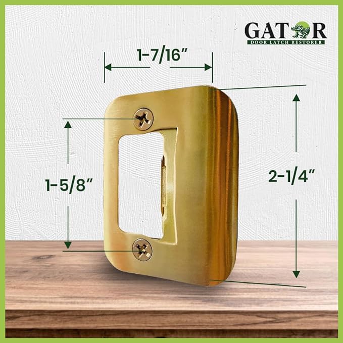Gator Door Latch Restorer - Strike Plate (Bright Brass)