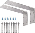 YUMORE Stainless Steel L Bracket, 10x6x2 in Shelf Brackets Heavy Duty, 1/5IN Extra Thick Solid Countertop Bar Top Support Brackets Wall Mounted, 2 Pack