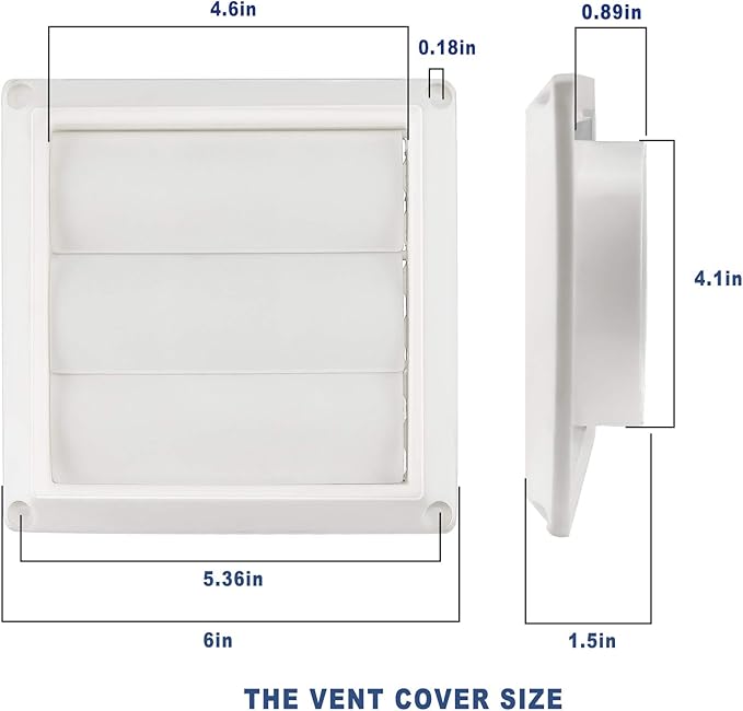 4 Inch White Plastic Louvered Outdoor Vent Cover With Stainless Steel Grille Screen for Dryer, Exhaust Vent cover Widely Used for Dryers and Houses Wall to Keep Rain, Snow, Wind or Birds by AMI PARTS