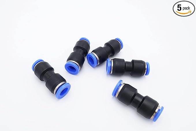 Push to Connect Fitting 8mm Tube OD x 6mm Tube OD Reducer, Pneumatic Air Water Straight Union Two Way Connector/Coupler (Pack of 5)