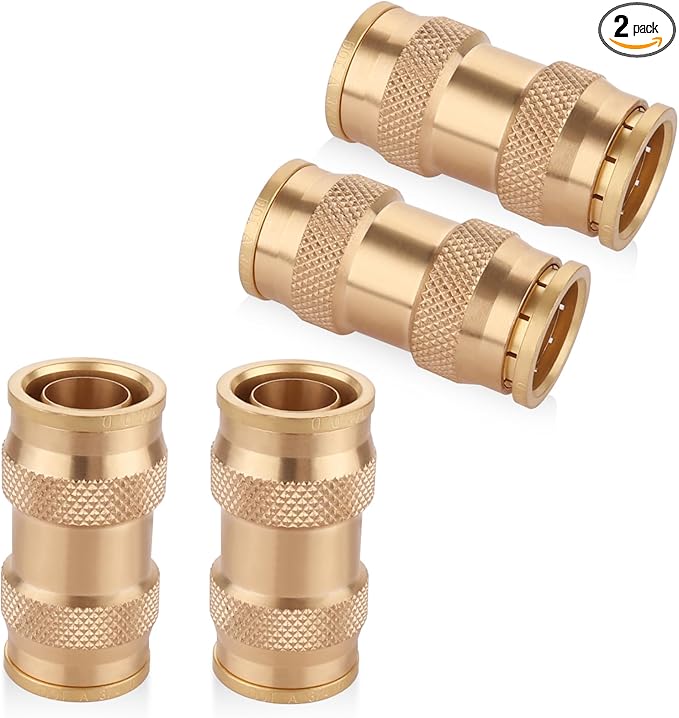 3/4" DOT Brass Push-to-Connect Fittings, (Three-quarters of an Inch) Air Brake Union Coupler for Push In with DOT Certified for Truck Airlines and Industrials(Pack 2)