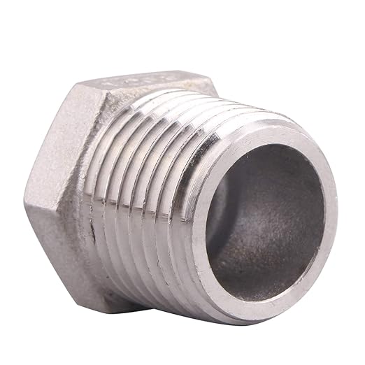 Stainless Steel Reducer Hex Flush Bushing, 1/2" NPT Male 1/8" NPT Female,Reducing Adapter Cast Pipe Fitting (pack of 2)