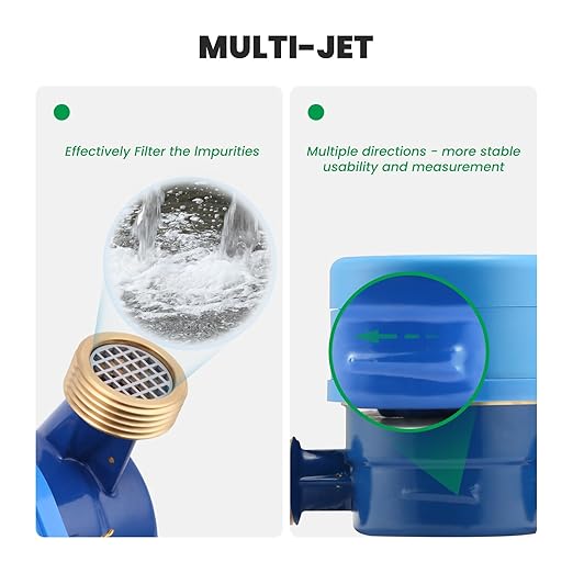 Watflow DN20 Water Meter 3/4" NPT, AWWA C712 Certification Gallon Water Flow Meter, Cold Water Meter for Garden/Home/Apartment, Horizontal Install.