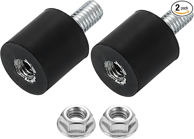 uxcell M3 Rubber Mounts, 2Pcs 8x8mm(DxH) Rubber Cylindrical Anti Vibration Isolator Shock Absorber with Lock Nuts for Car Bobbin Generator Air Compressors