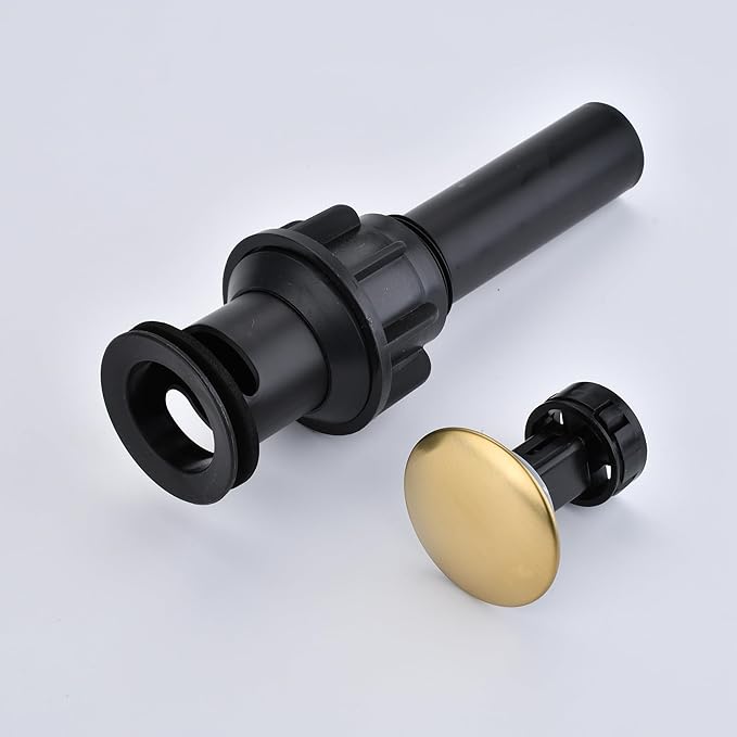 Bathroom Sink Drain with Overflow: Gold Bathroom Sink Drain Stopper for Bathroom Vanity Vessel Sink, Pop-up Sink Drain with Hair Catcher Anti-Clogging Strainer