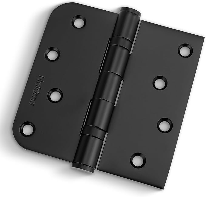 Haidms 6pack Heavy Duty Matte Black Door Hinges Ball Bearing Door Hinges 4 Inch Black Stainless Steel Hinges with Square & 5/8'' Round Radius Corner