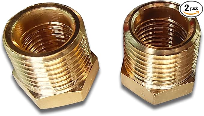 2 Pcs Brass Bushing 3/8" Male to 1/4" Female, 3/8" to 1/4" NPT Adapter Hex Brass Reducing Pipe Adapter Fitting Pipe Hose Tube Adapter Convert