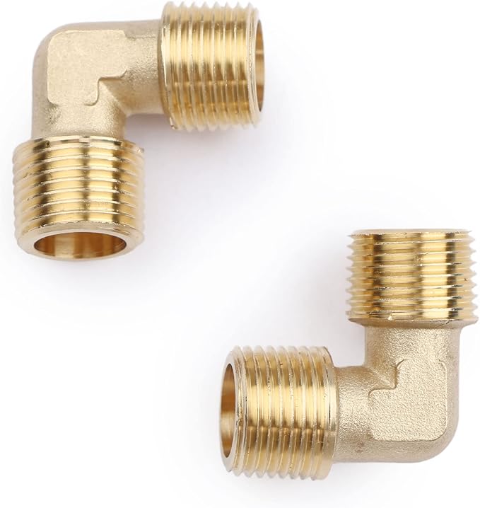 U.S. Solid 2pcs 90 Degree Barstock Street Elbow Brass Pipe Fitting 3/8" NPT Male Pipe to 3/8" NPT Male
