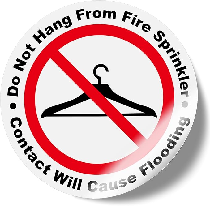 50 PCS Do Not Hang from Fire Sprinkler Sign,3 inch Super Adhesive Vinyl Stickers