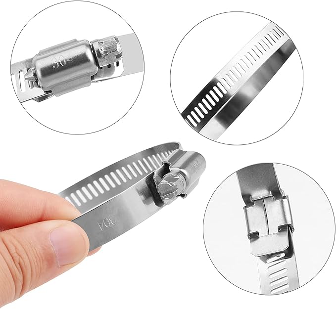 LOKMAN 10 Pack 3 Inch Stainless Steel Hose Clamps Worm Gear Duct Clamps Adjustable from 3 inch - 3.5 inch/ 75-90mm Fuel Line Hose Pipe Clamp for Dryer Vent Hose