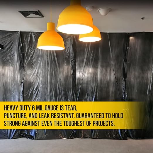 Aluf Plastics Black Plastic Sheeting - 10' x 100', 6 MIL Heavy Duty Gauge - Vapor and Moisture Barrier Sheet Tarp/Drop Cloth for Painting, Furniture Covers, Carpet Cover, Floor, Paint, Painters