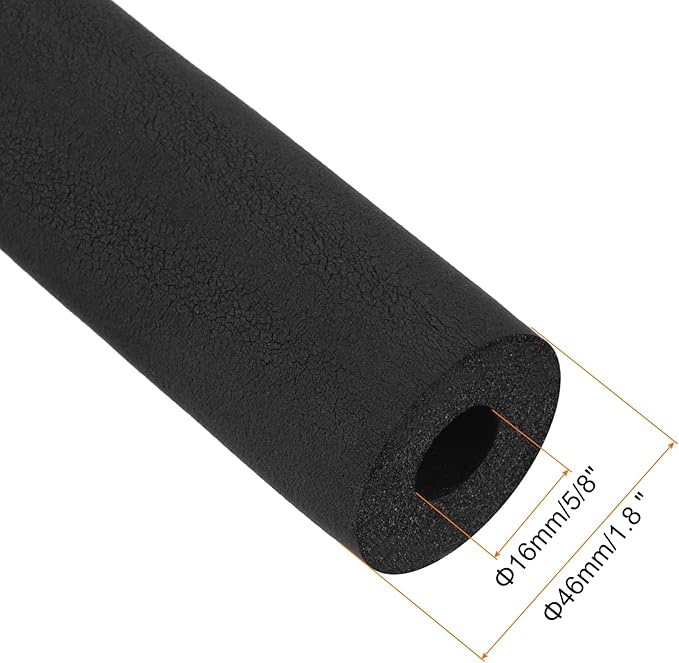 uxcell Foam Tubing for Handle Grip Support, Pipe Insulation Outside Pipe Lagging, 16mm ID 46mm OD 1m Black