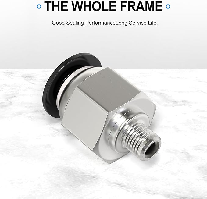 TAILONZ PNEUMATIC Male Straight 6mm Tube OD x M6 Thread Push to Connect Fittings PC6-M6 (Pack of 10)