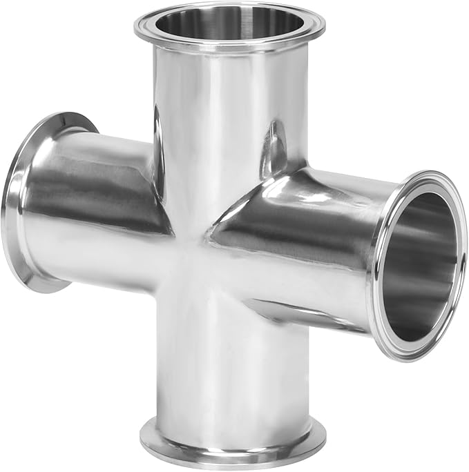 DERNORD 4 Way Cross Clamp Fits 2.5" Tri-clamp Sanitary Fitting Stainless Steel 304, 64mm Pipe OD
