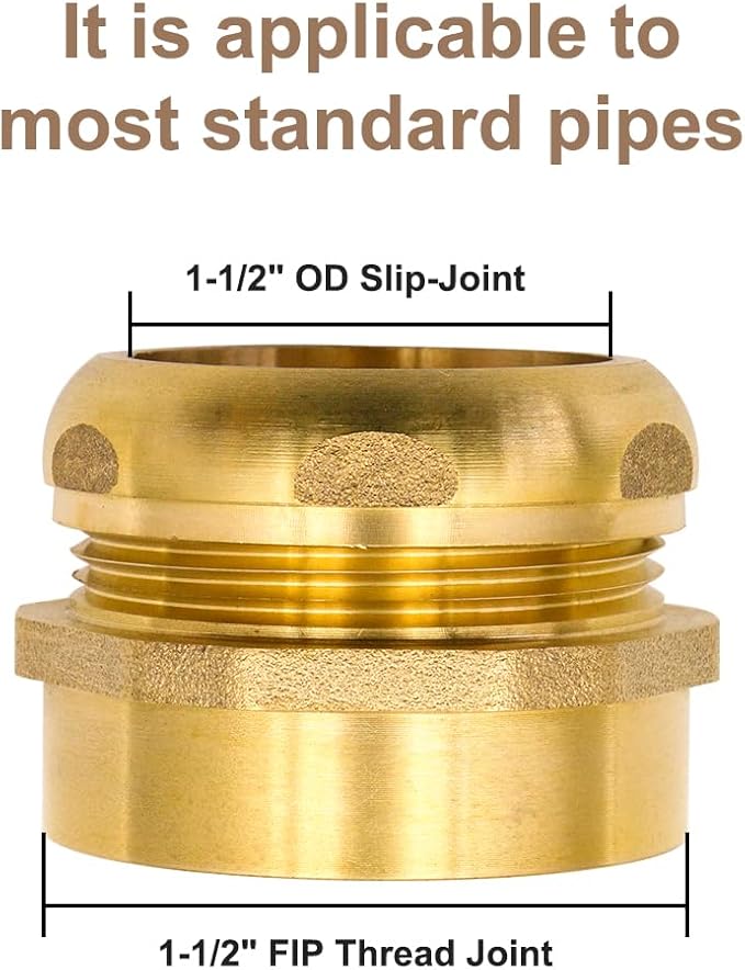 ZM Fire Equipment Trap Adapter Brass Hexagonal Fitting (1-1/2" FIP x 1-1/2" Slip-Joint)