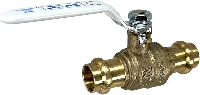 PROCURU 1-Pack 1/2-Inch Press Copper Ball Valve, Heavy Duty Brass Body, Full Port, LF Certified Safe (3BP050-1P)