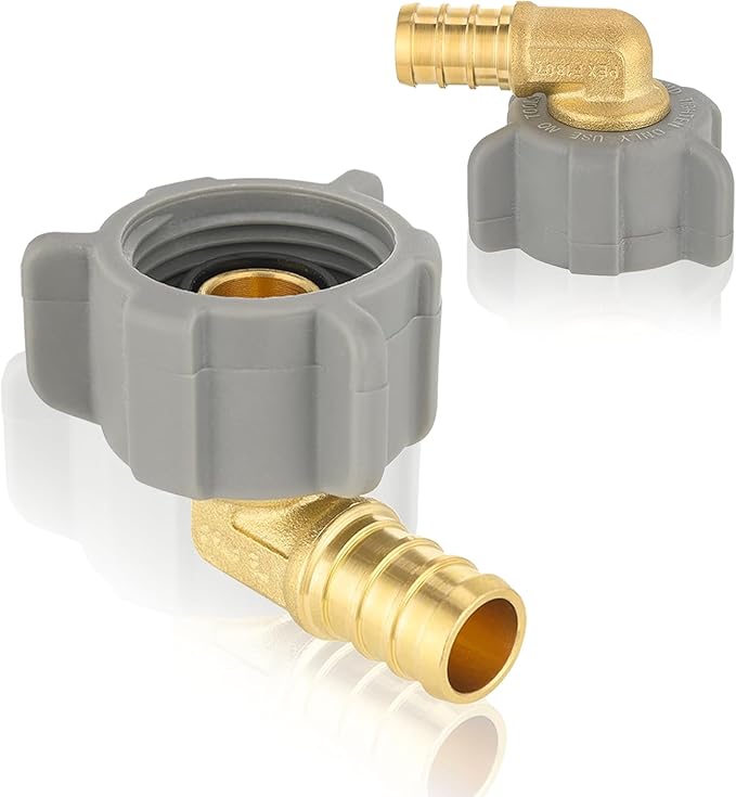 HeSun 50-Pack PEX Fittings, 1/2" Pex x 7/8" BC (Toilet Ballcock) Swivel Elbow, Brass Crimp Fitting for Pex Pipes, ASTM F1807