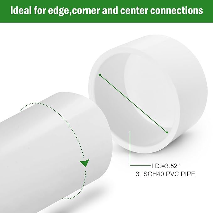 SCH40 PVC Cap 3 Inch - Fit Standard 3" SCH40 PVC Pipes (OD Approx. 3.5"), Zernmiarder Furniture Grade Pipe Caps, White Pipe Cover Fittings for Plumbing, DIY, Garden & Furniture - 4 Pcs