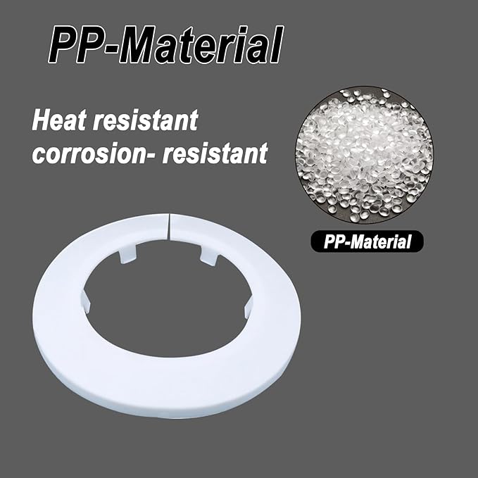 63mm Pipe Cover Decoration; Fit 2.48" Outer Diameter Pipe/Hole; White PP Plastic Escutcheon Collar; Snap-on Water Escutcheon Plate for Bathroom Kitchen Wall Tube Decor 2 Pcs