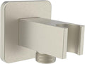 Aquaiaw Wall Supply Elbow with Flange, Tapered 1/2 NPT Female Inlet, Solid Brass Wall Union with Handshower Holder, Square Wall Supply Elbow with Hand Shower bracket, PVD Brushed Nickel, G1/2 Outlet