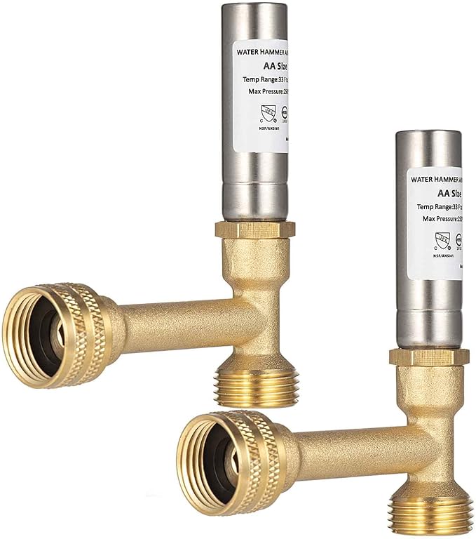 (2 Pack) Lidertik Water Hammer Arrestor Washing Machine 3/4, Absorb Shock and Reduce Noise, Laundry Washer Knock Valve Garden Hose Air Inline Sink Dishwasher LI-Y241-11-11(2 PACK)