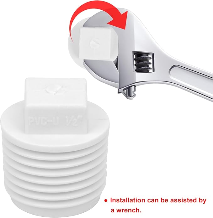 20Pack 1/2 Inch PVC Male Threaded Pipe End Cap SCH40 1/2" PVC NPT Male Cleanout End Cap Plug Adaptor for Plumbing Water Line