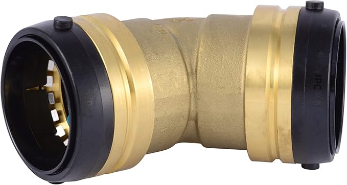 SharkBite 2 Inch 45 Degree Elbow, Push to Connect Brass Plumbing Fitting, PEX Pipe, Copper, CPVC, PE-RT, HDPE, UXL0554