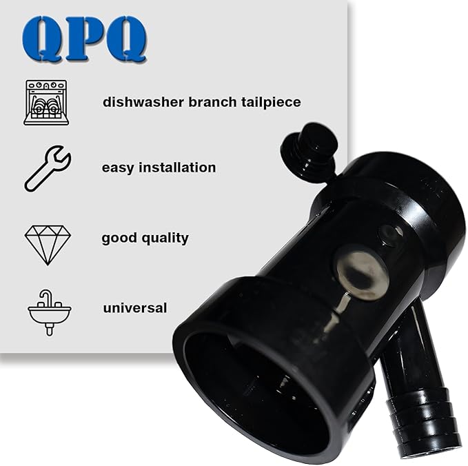 QPQ 60519 Dishwasher and Condensate Line, ABS Glue-in Condensate Line Fitting, Black,WYE 1-1/2 Inch x 1-1/2 Inch x 3/4 Inch