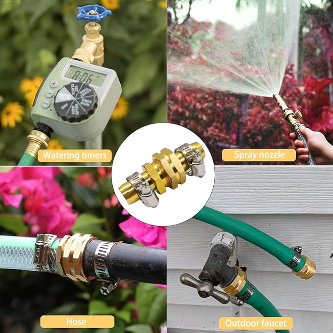 Hooshing Garden Hose Repair Kit Male and Female Garden Hose Connectors, Fit for 3/4" or 5/8" Garden Water Hose Fitting, 3 Set
