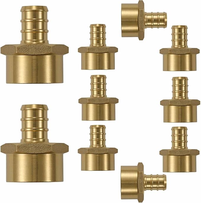 (10 Pack) Lidertik Pex Fittings 1/2 inch Female Adapter, 1/2" Pex F1807 x 1/2" NPT Female Threaded Adapter Brass