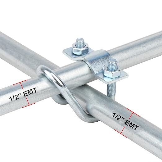20 PCS Cross Connector Pipe Clips for 1/2" EMT Electrical Pipe(O.D. : 0.706"), Cross Conduit Clamp for Greenhouse, Awning & Fence, Tripods