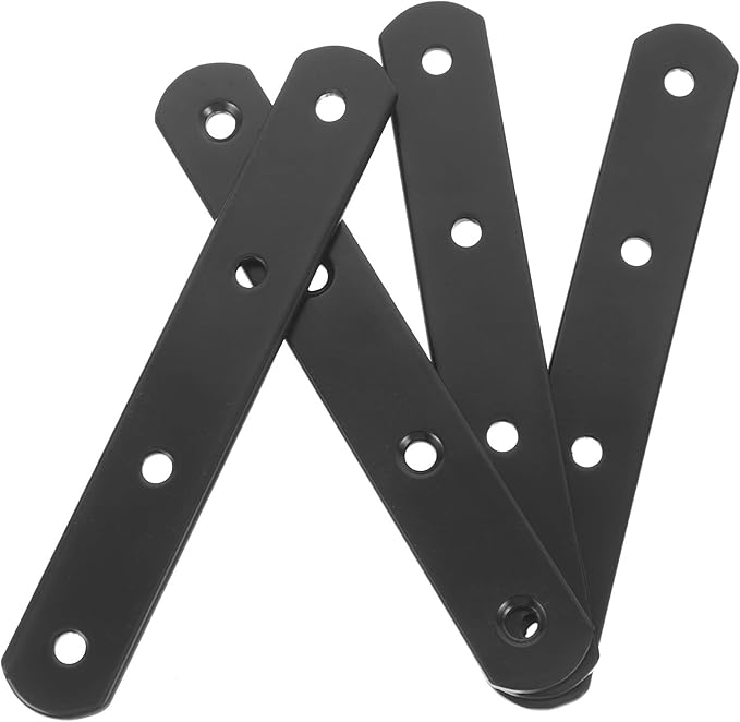 4Pcs 10 Inch Heavy Duty Straight Metal Brackets for Wood, Flat Stainless Steel Mending Plates with Screws, Repair Support Braces for Fence, Bookshelf, Cabinet Reinforcement