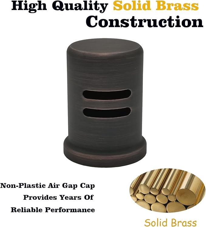 Dishwasher Air Gap Kits with ORB Dishwasher Air Gap Cover and Matching Escutcheon, Replacement air gap dishwasher,Solid Brass Air Gap Cap, Oil Rubbed Bronze Finish