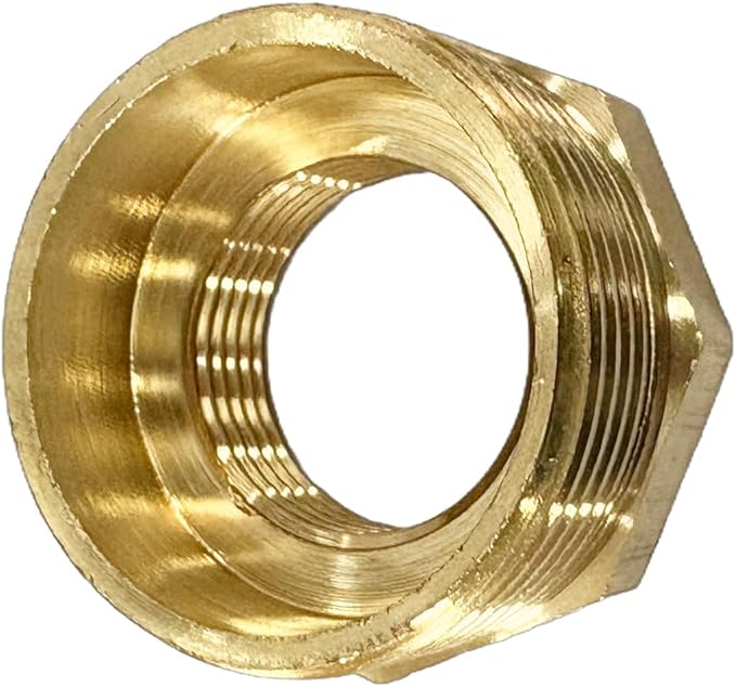 1-1/4" NPT Male x 3/4" NPT Female Brass Reducer Hex Bushing Threaded Pipe Fitting Reducing Adapter Pack of 1