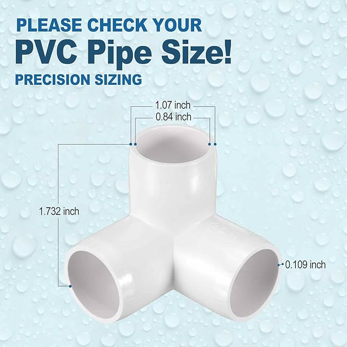 24 Pack 1/2" SCH40 PVC Elbow Pipe Fitting, 3-Way PVC Elbow Corner Side Outlet Tee Fitting, Furniture Grade Pipe Connectors for DIY Project, Pond Protection, Socket x Socket, White