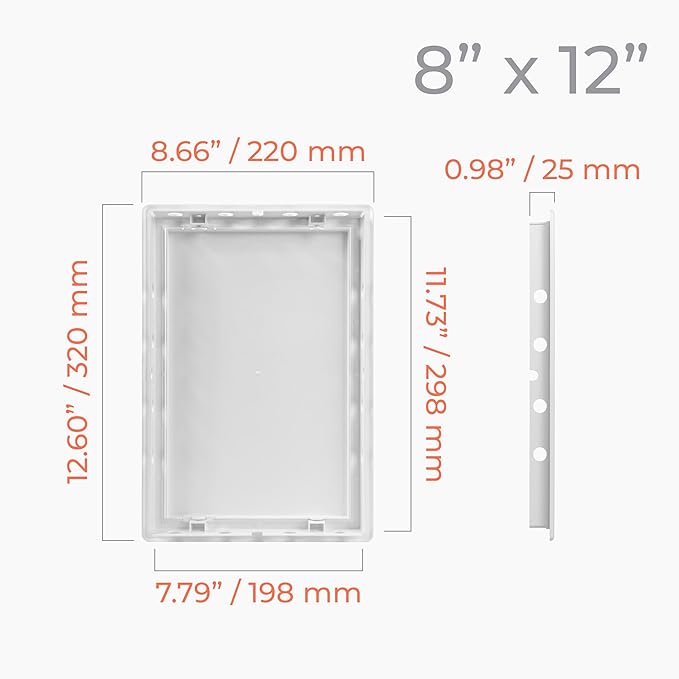 8x12 Inch White Access Panel – ABS Plastic Rectangular Wall & Ceiling Access Door for Plumbing Electrical HVAC – Easy Install Indoor Panel for Drywall Home Improvement and Maintenance