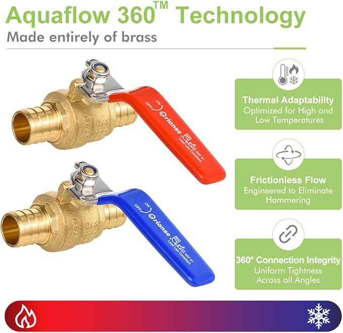 10 Pack 3/4 Inch Heavy Duty Pex Ball Valve Brass Barb Crimp PEX 1/4- Turn Full Port Shut Off Ball Valve For PEX-b Connection Hot and Cold Water,Cetified by NSF/ANSI 61, ASTM F1807